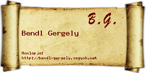 Bendl Gergely névjegykártya